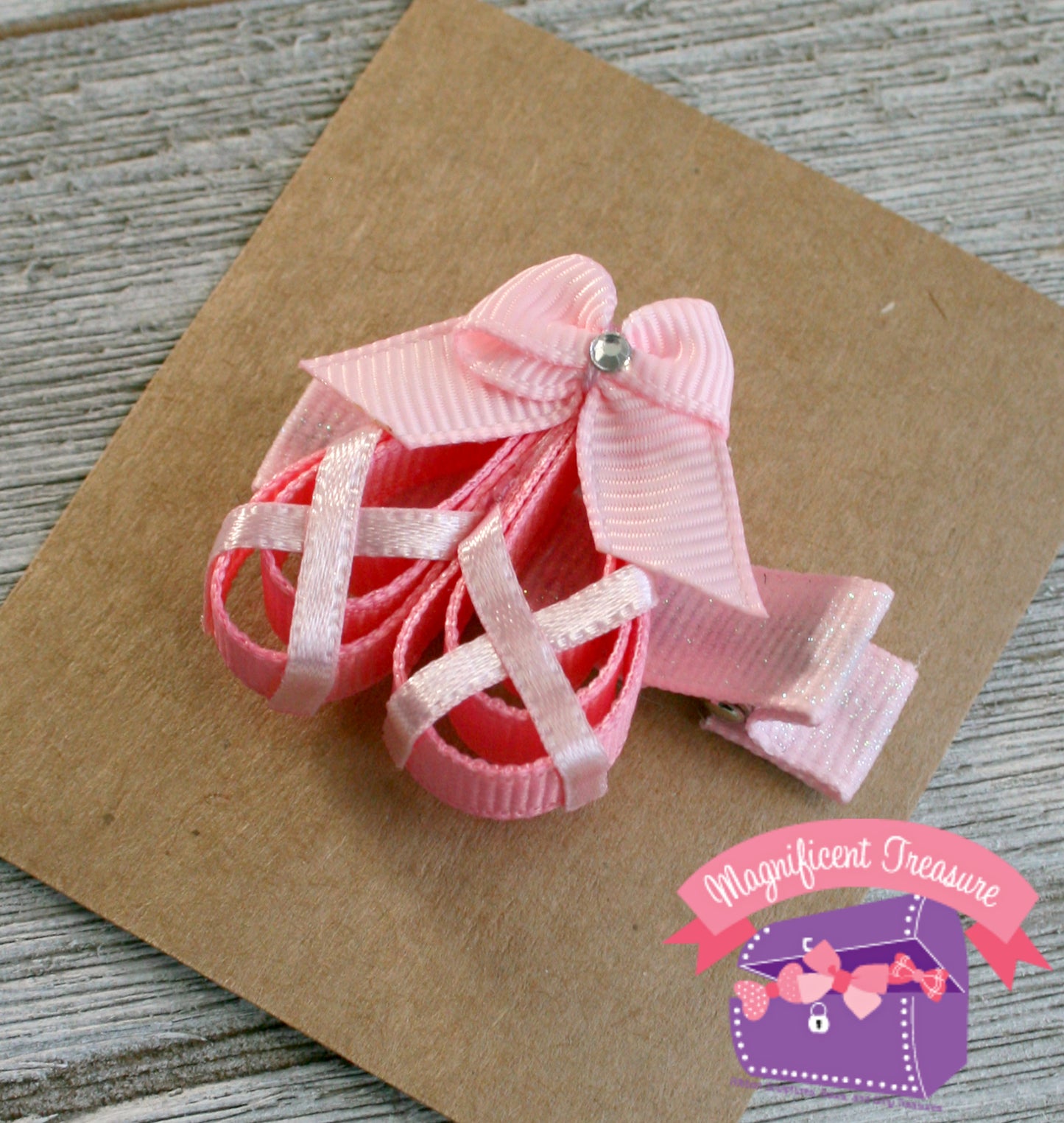 Pink Ballet Shoes Hair Bow