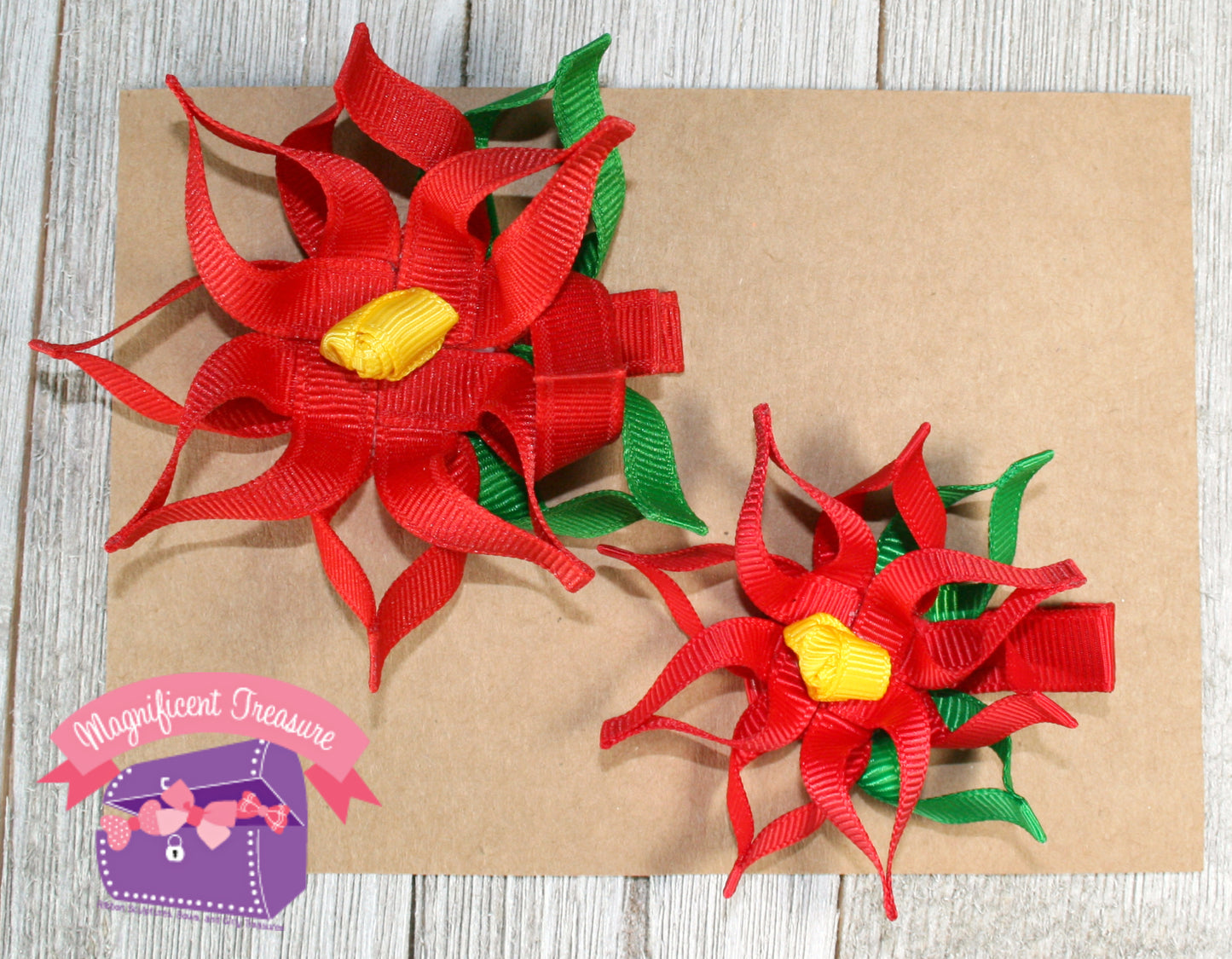 Poinsettia Ribbon Sculpture - 2 Sizes