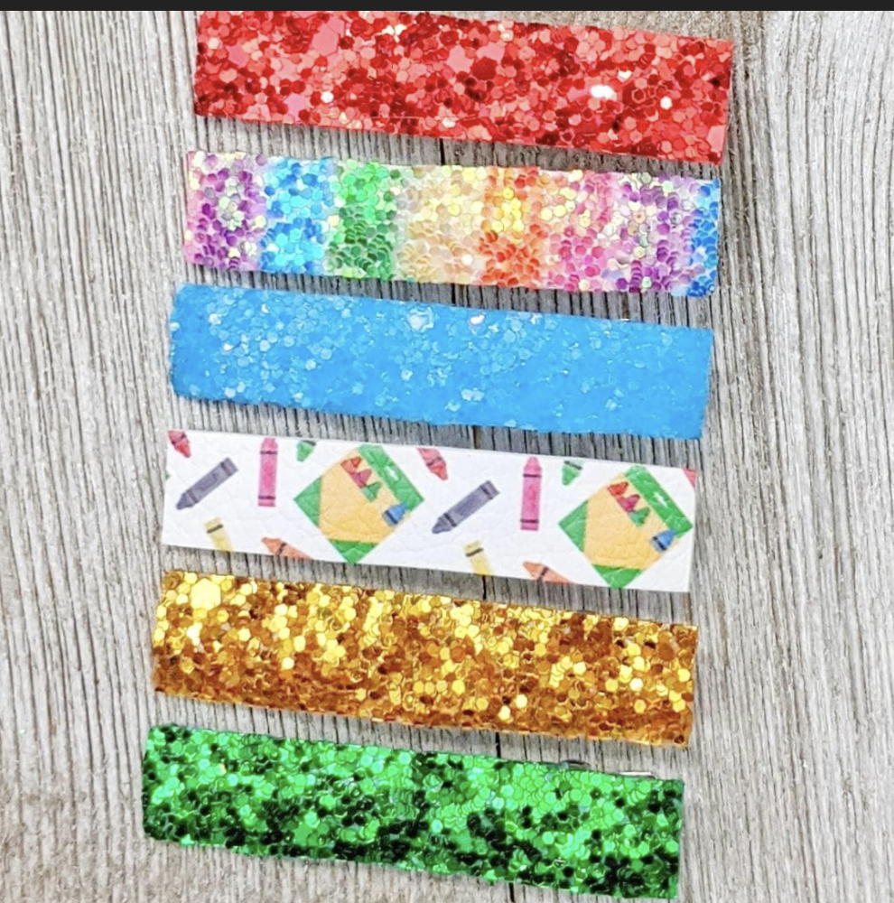 School Crayon Glitter Clippie Set