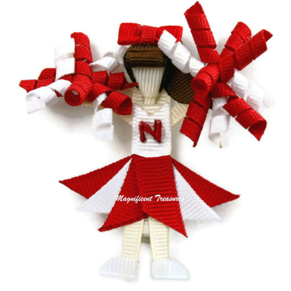 Customizable Cheerleader Hair Clip, Pin, or Christmas Tree Ornament