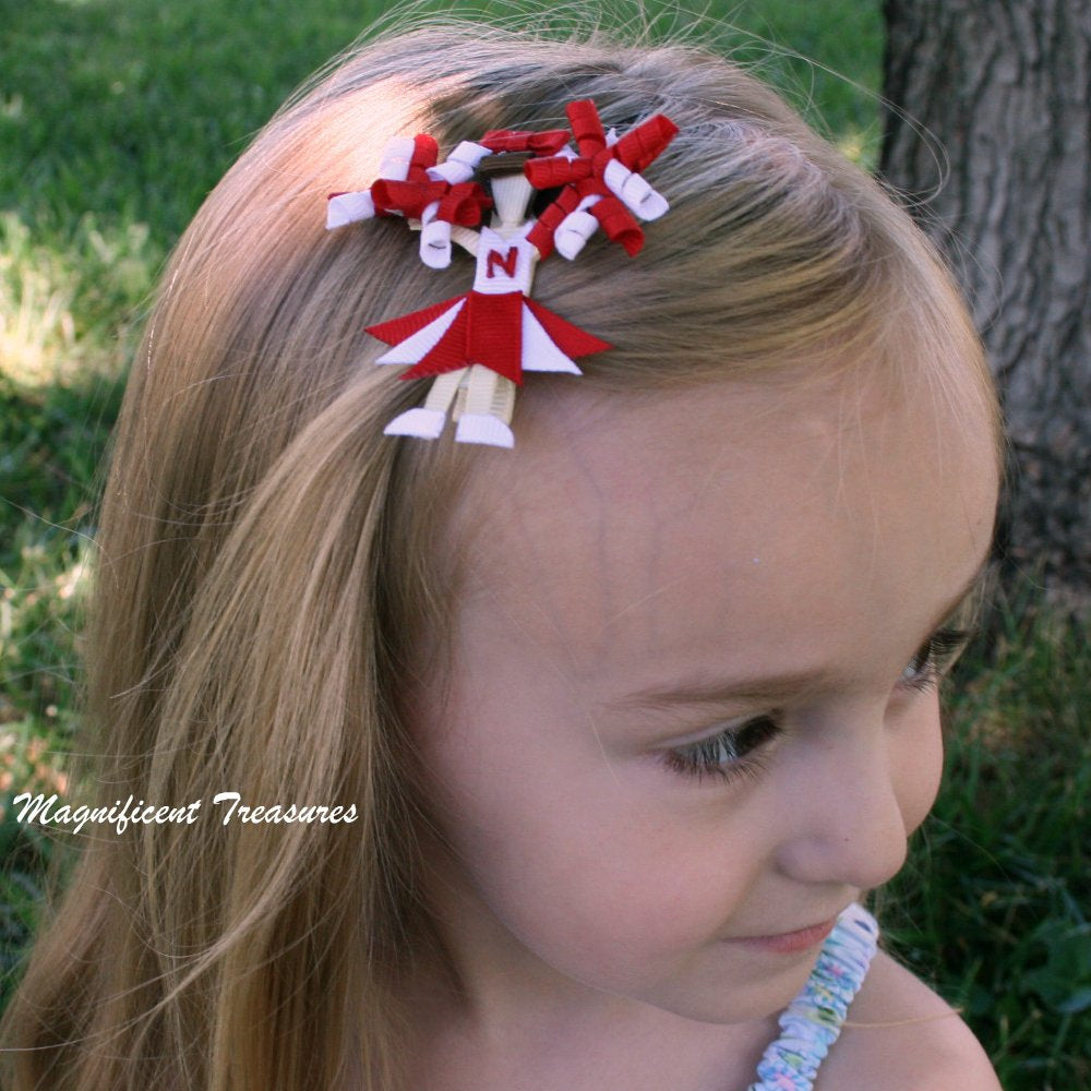 Customizable Cheerleader Hair Clip, Pin, or Christmas Tree Ornament