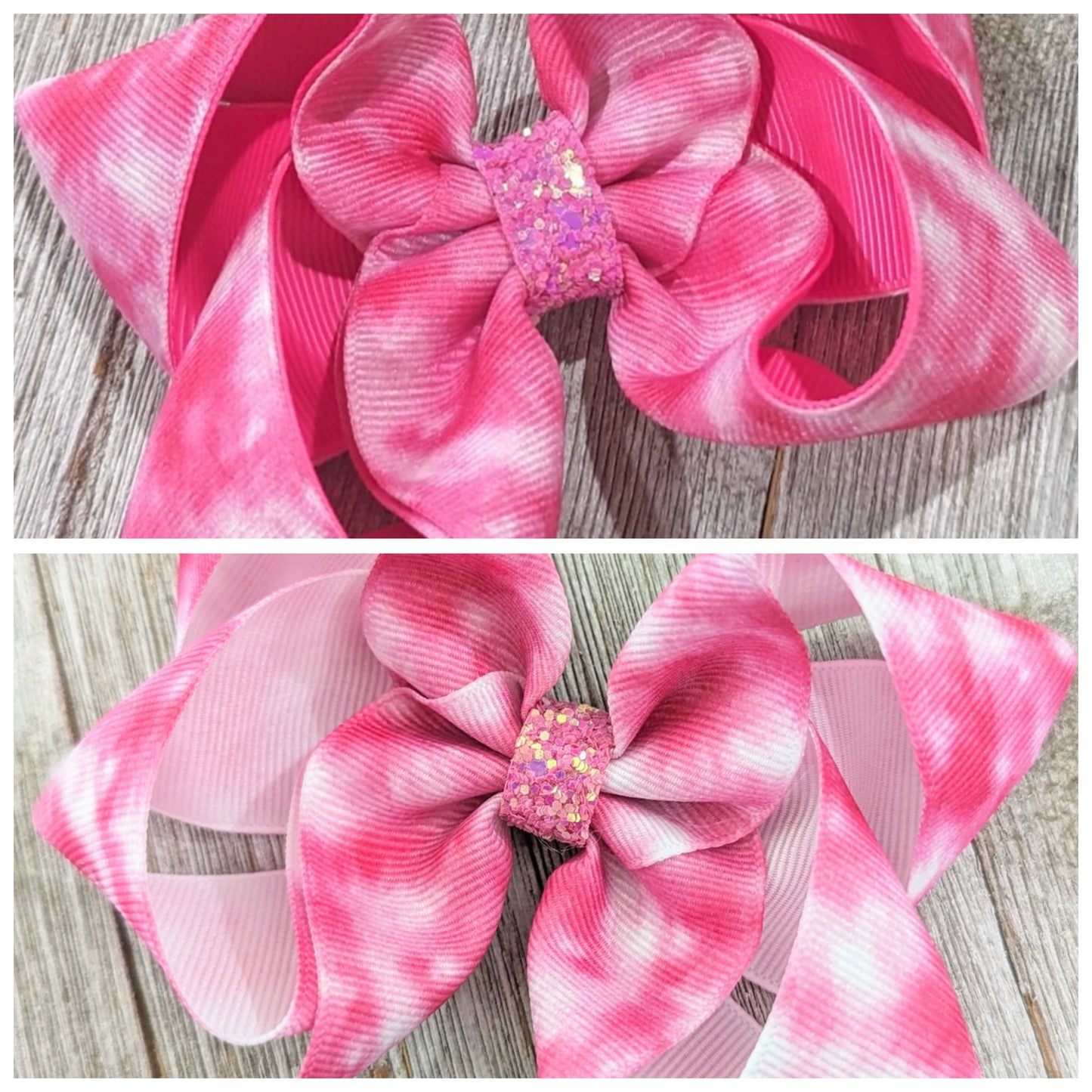 4" Pink Tie-Dye Breast Cancer Awareness Ribbon Hair Bow