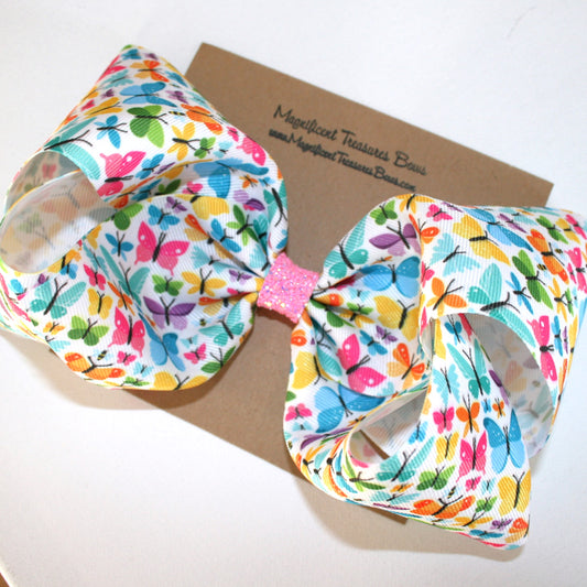 7-8" Butterfly Ribbon Hair Bow