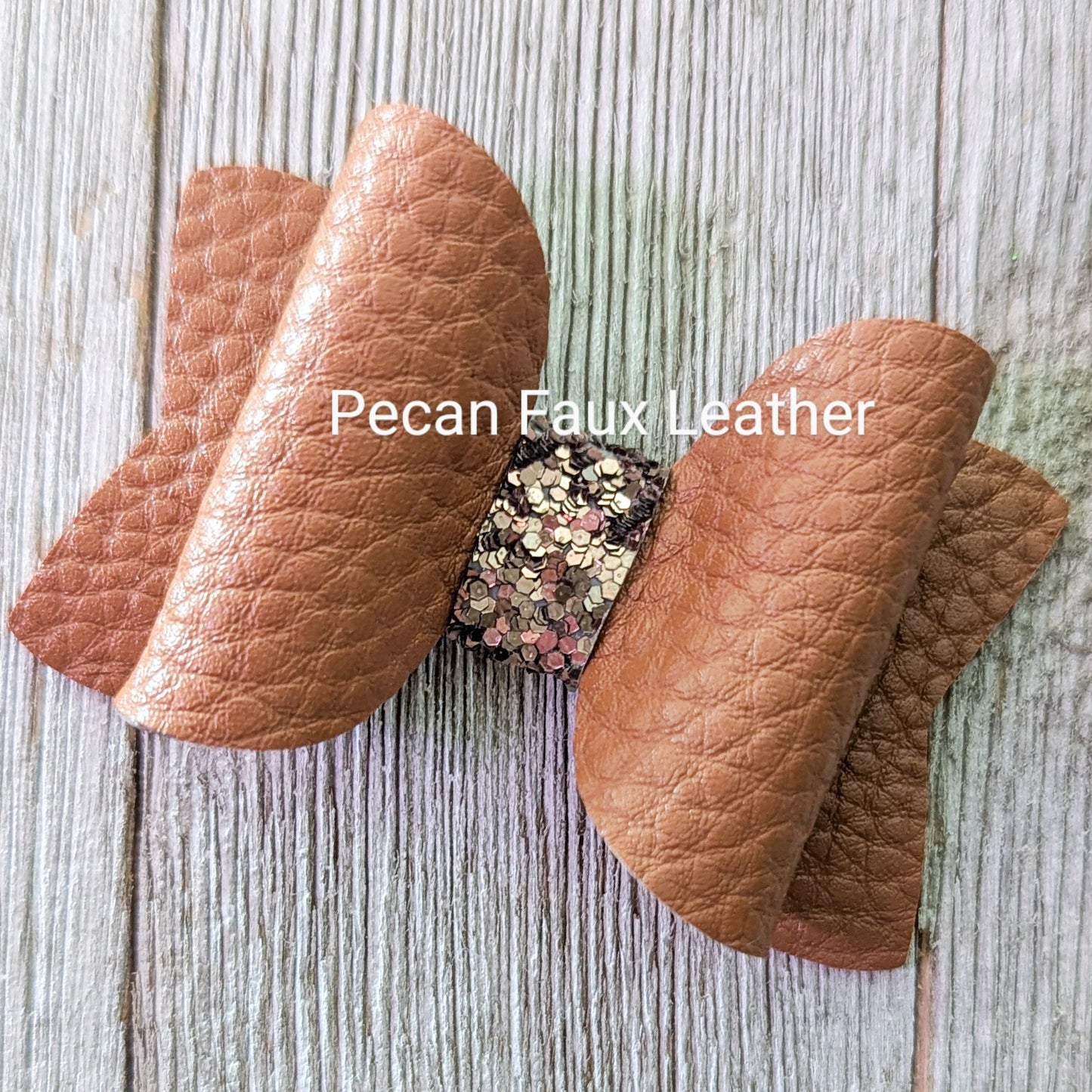 2.5" Warm Neutral, Brown, Cream Faux Leather Bow