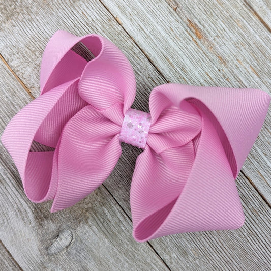 CLEARANCE 4" Soft Pink Color Boutique Ribbon Hair Bow