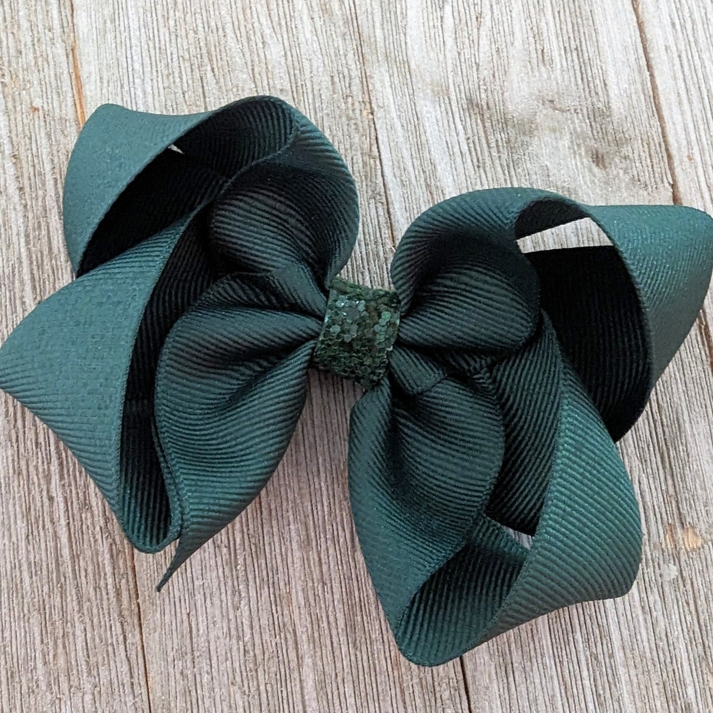 CLEARANCE 4" Forest Green Color Boutique Ribbon Hair Bow