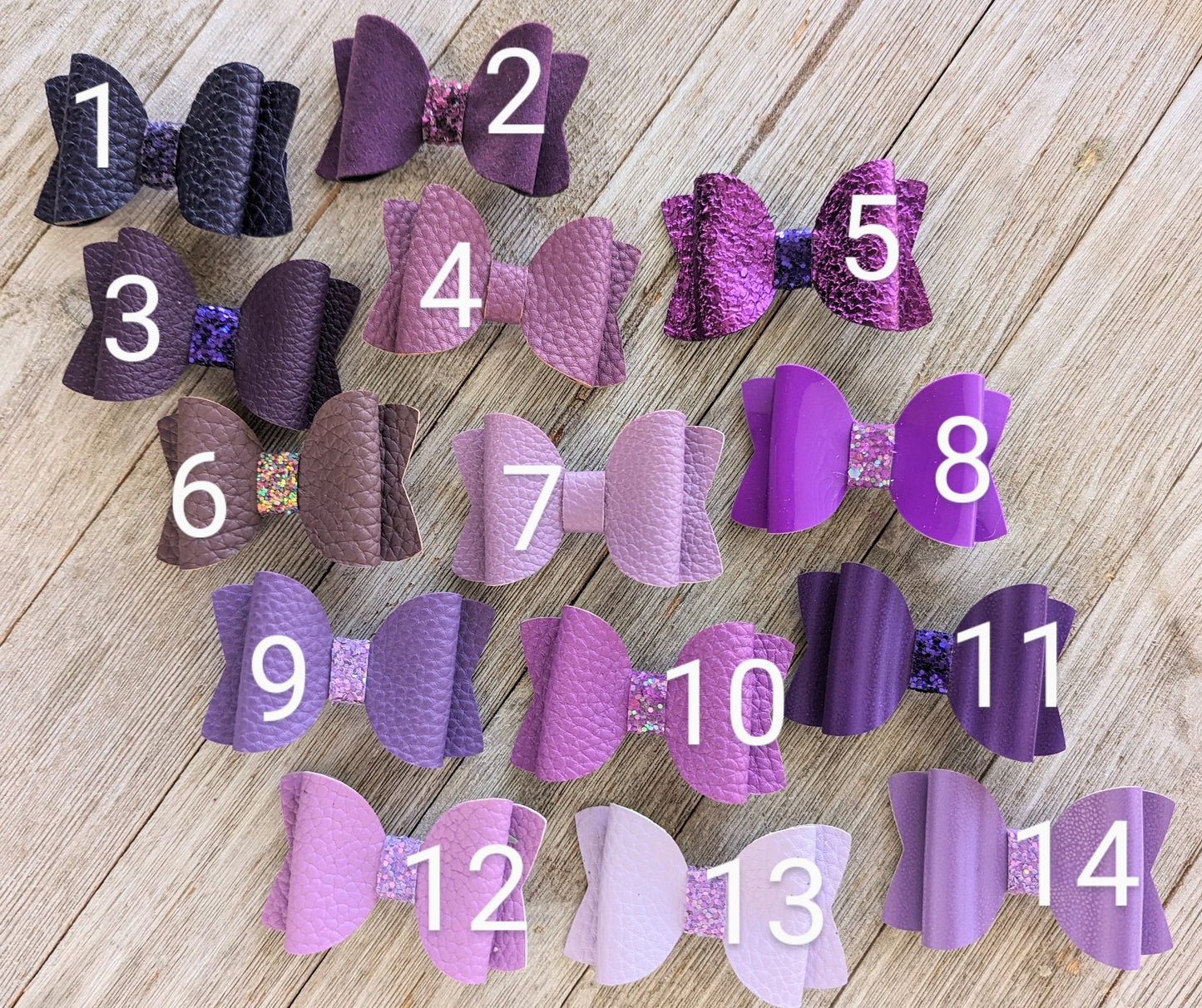 2.5" Purple Faux Leather Bow
