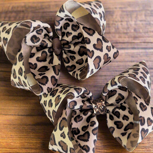 4" Leopard Ribbon Hair Bow