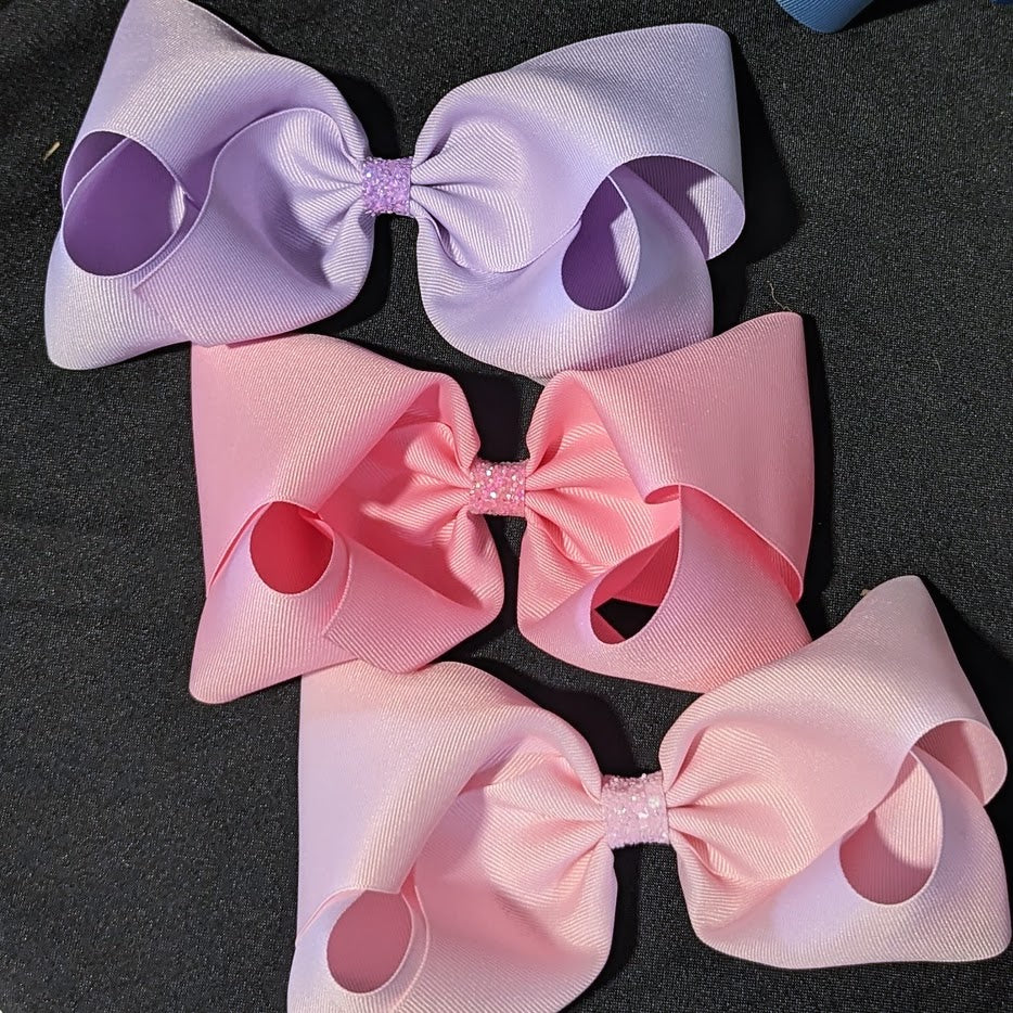 7-8" Ribbon Hair Bows with Glitter Centers