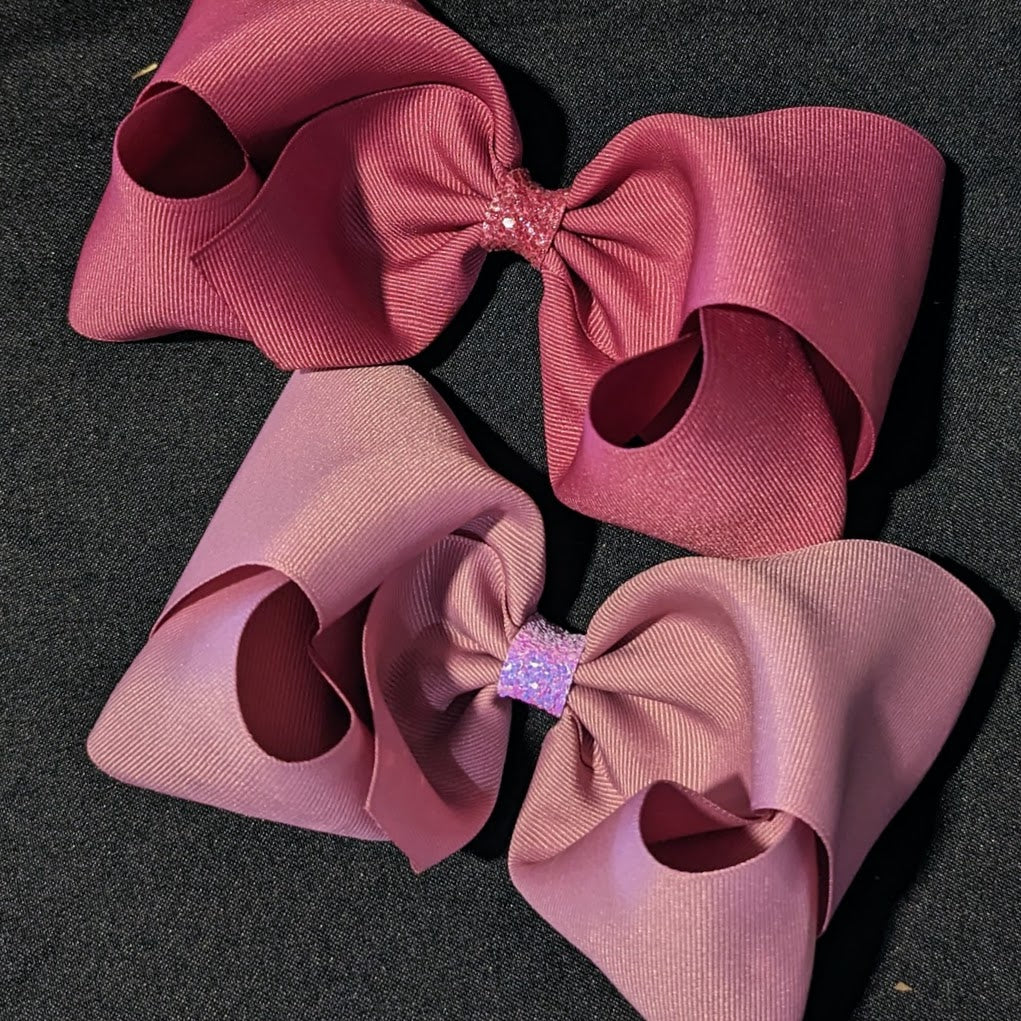 7-8" Ribbon Hair Bows with Glitter Centers