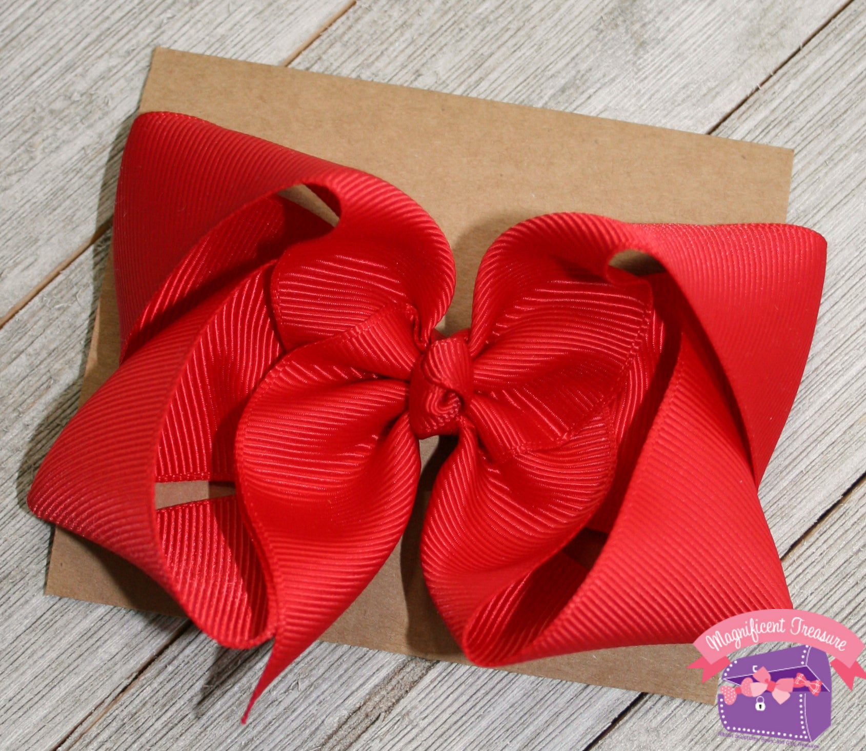 Set of 6 4 inch girls hair bows tilted view