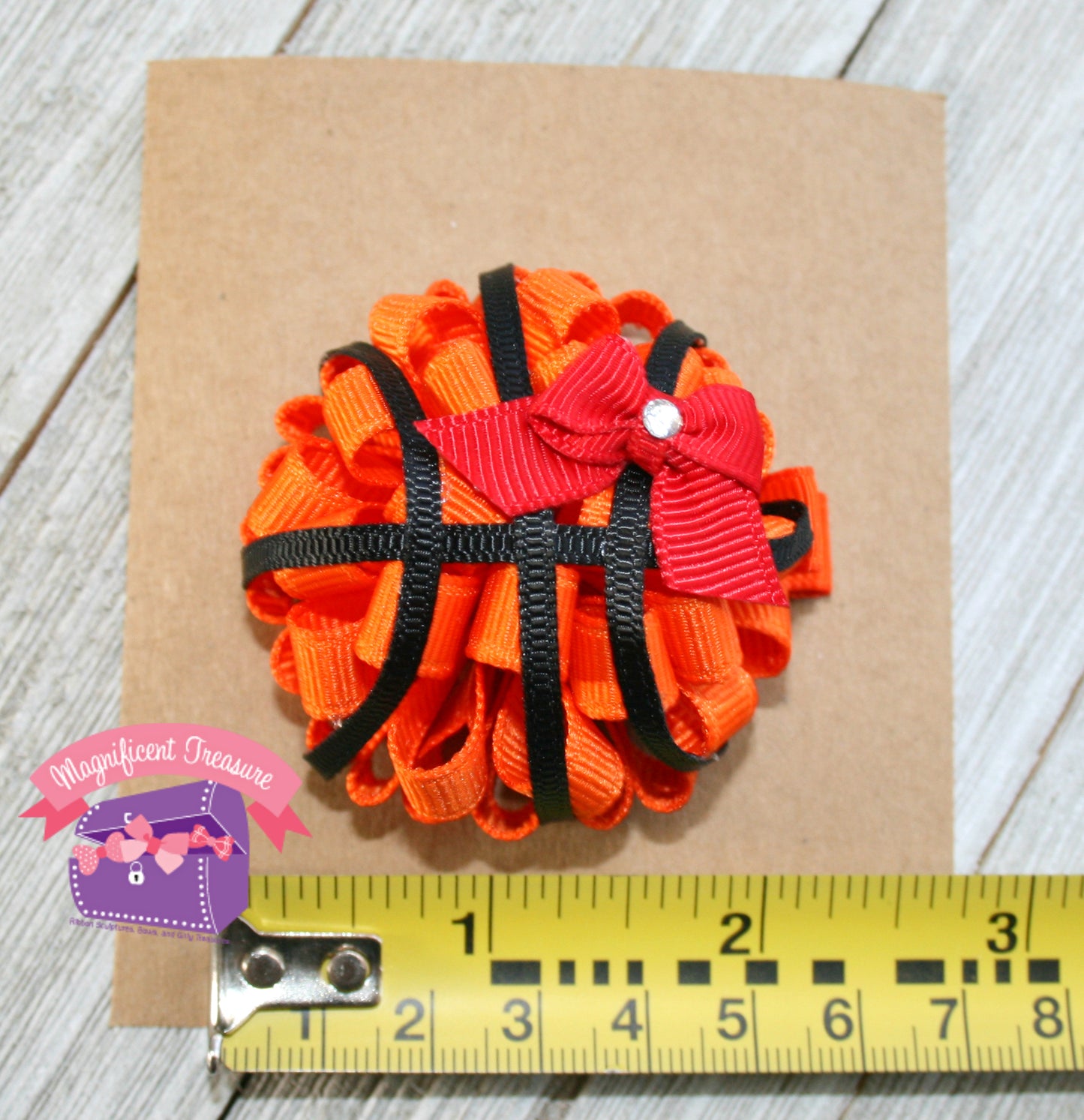Basketball Puff Hair Bow your team color size