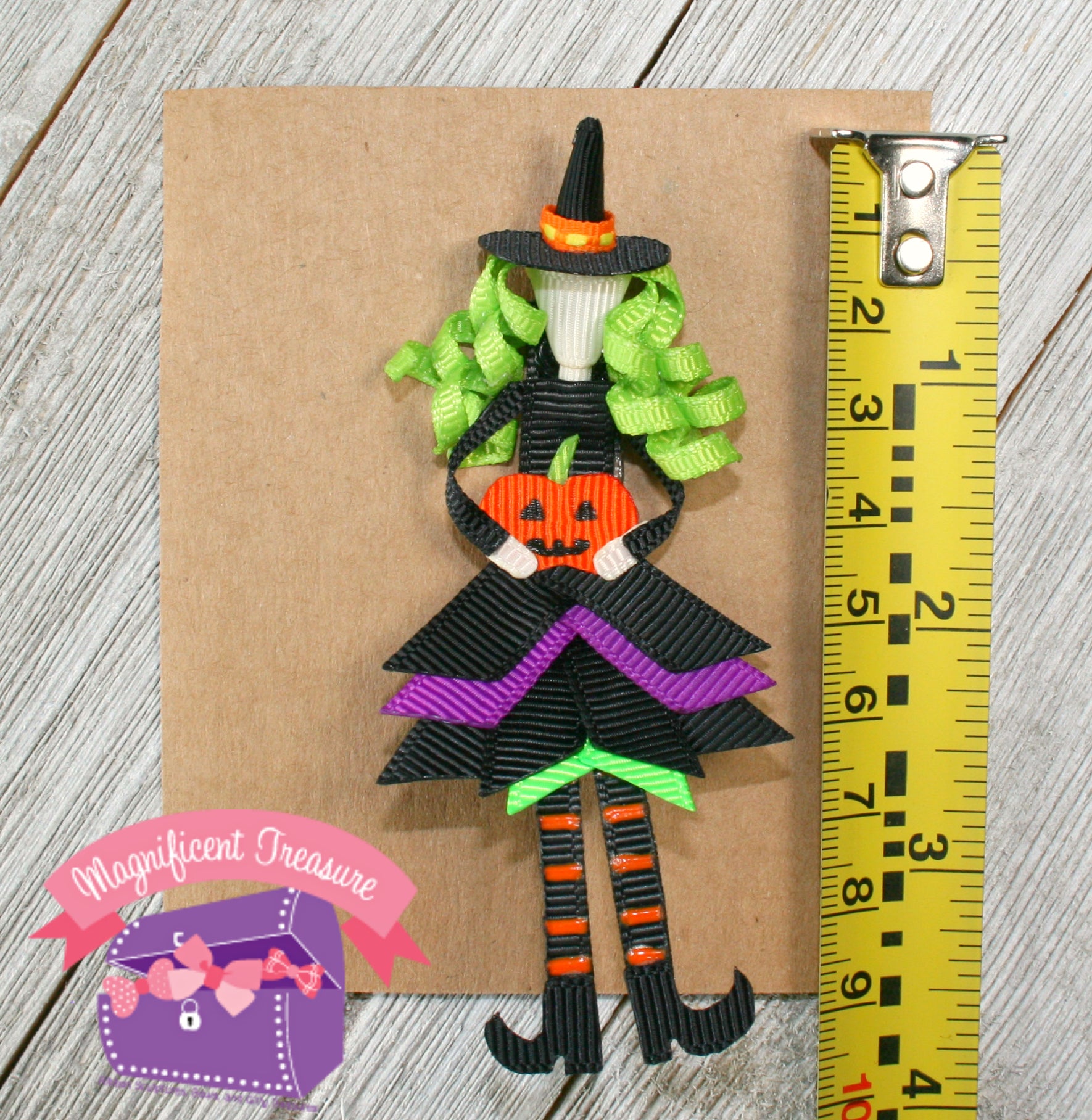Halloween Witch Ribbon Sculpture Hair Bow or Pin Size