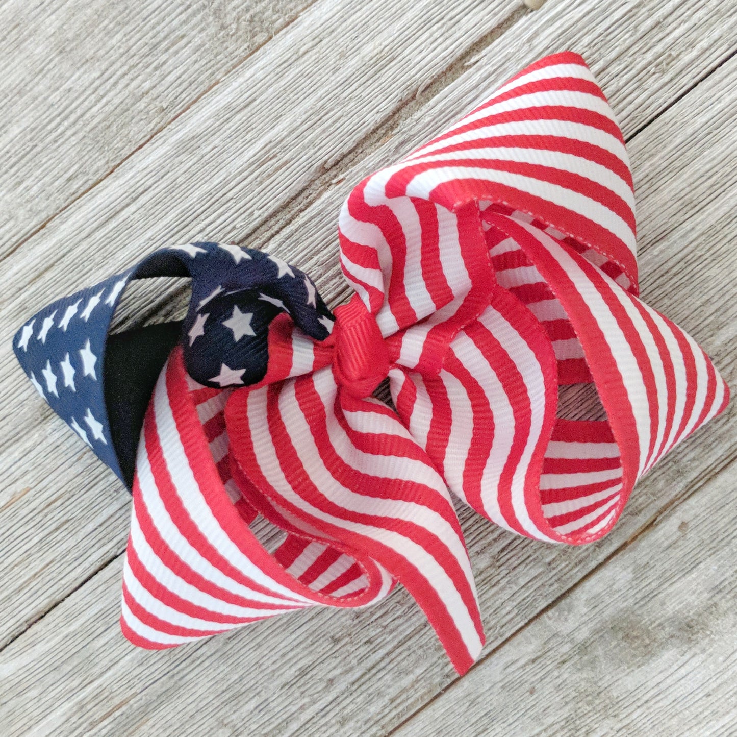4" American Flag Ribbon Hair Bow