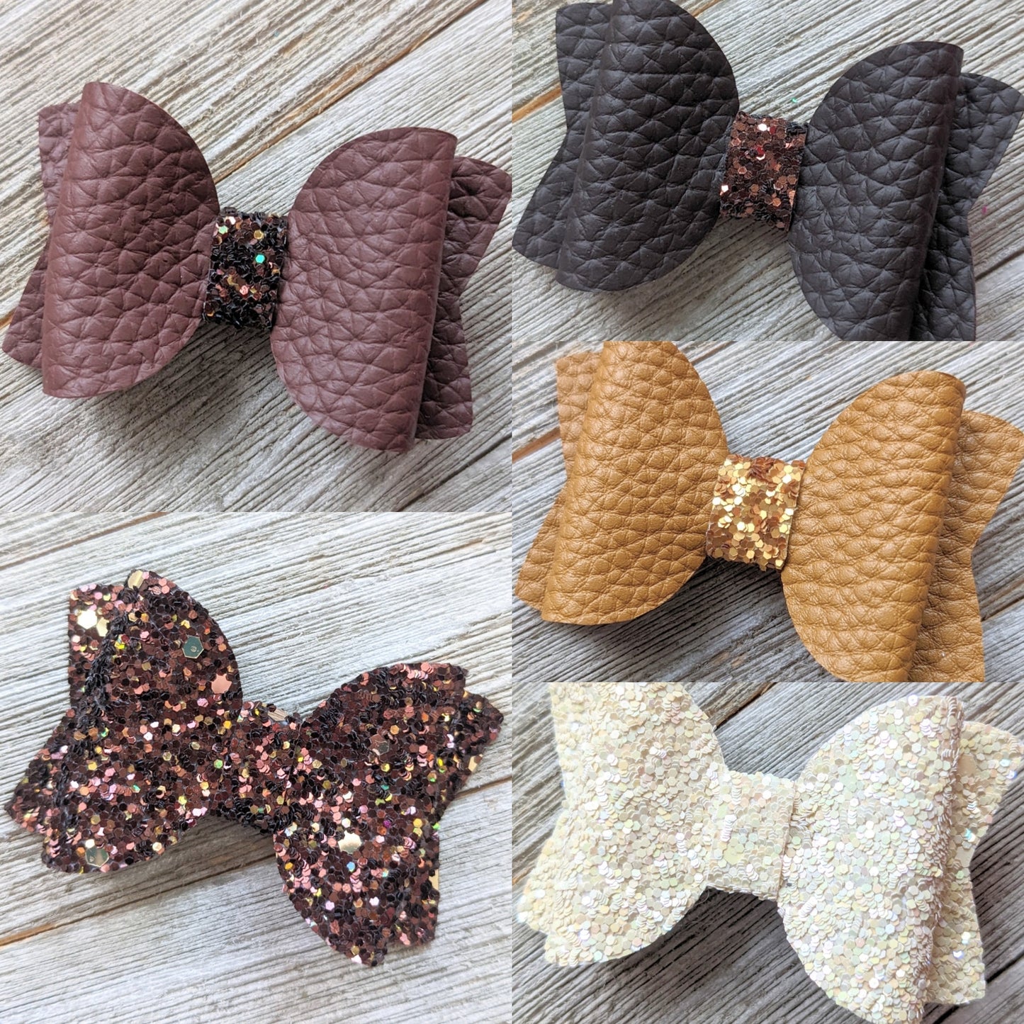 2.5" Brown Faux Leather Bow