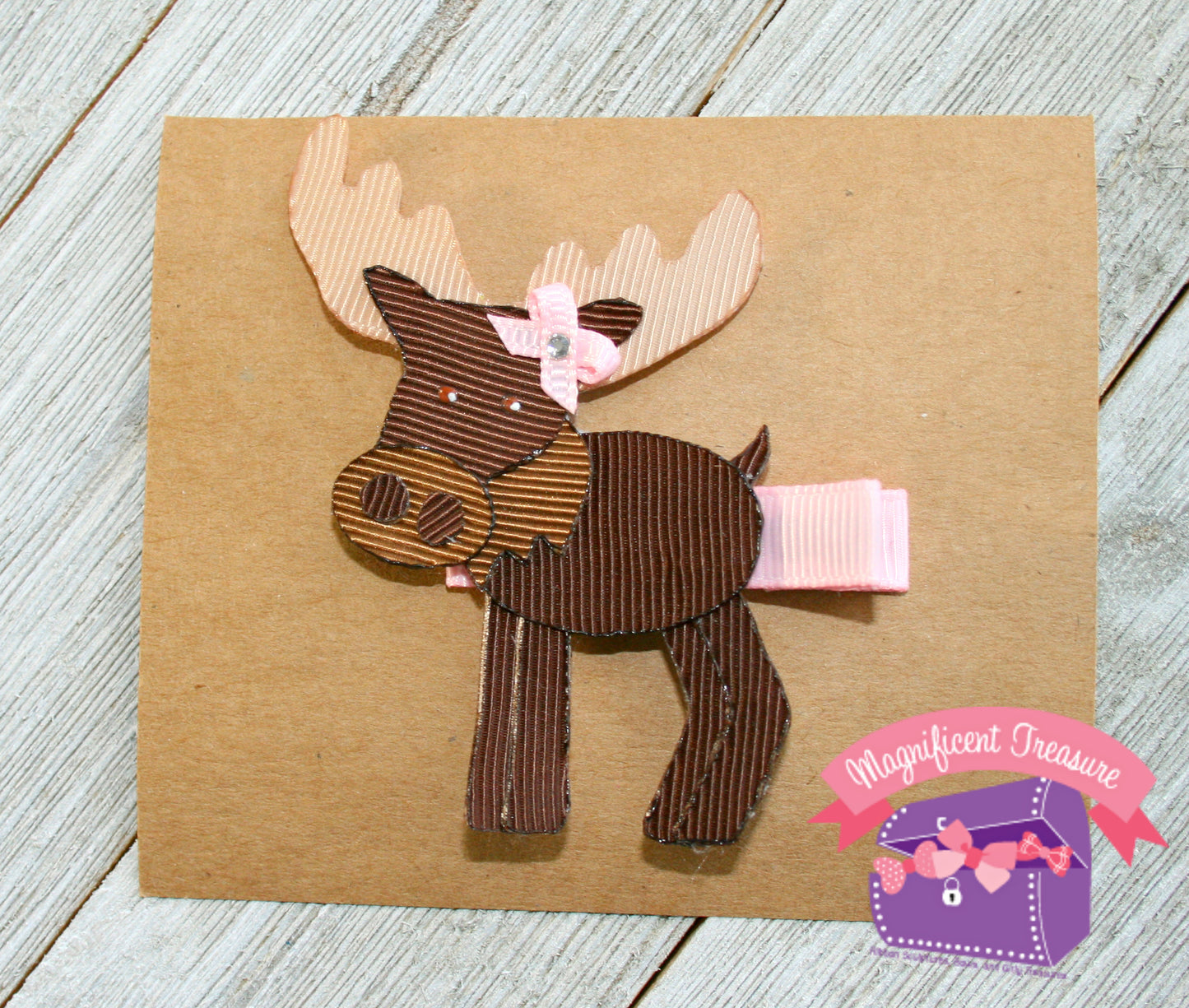 Moose Ribbon Sculpture Hair Clip - Moose Hair Bow