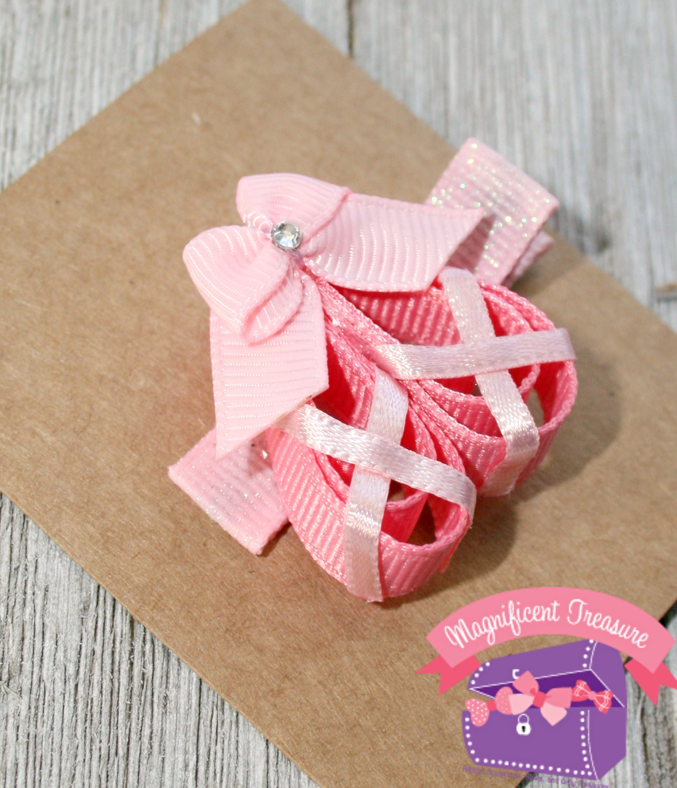 Pink Ballet Shoes Hair Bow