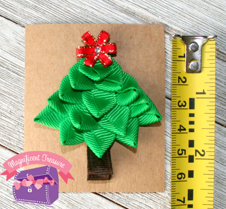 Christmas Tree Girl's Hair Bow 2.5" Tall