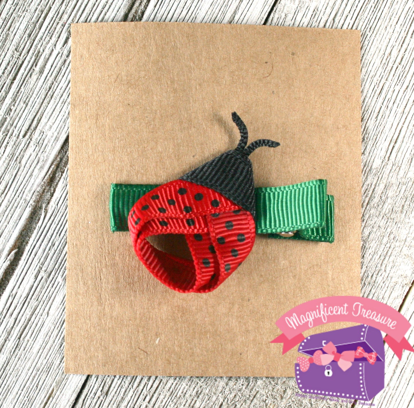 Ladybug Girls Summer Hair Bow Front View