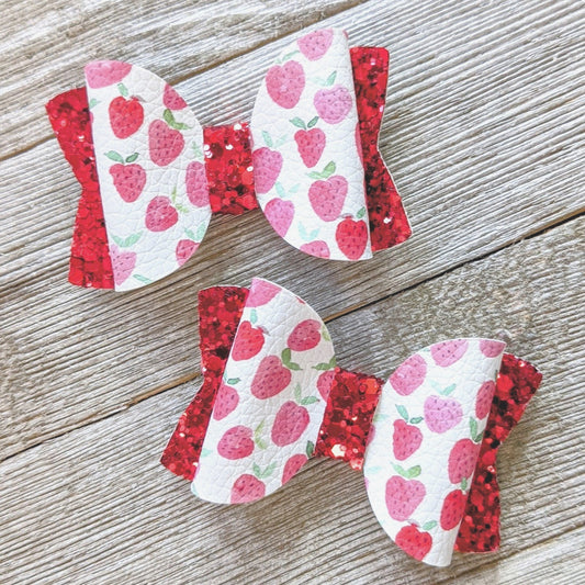 2.5" Strawberry Glitter Single Bow