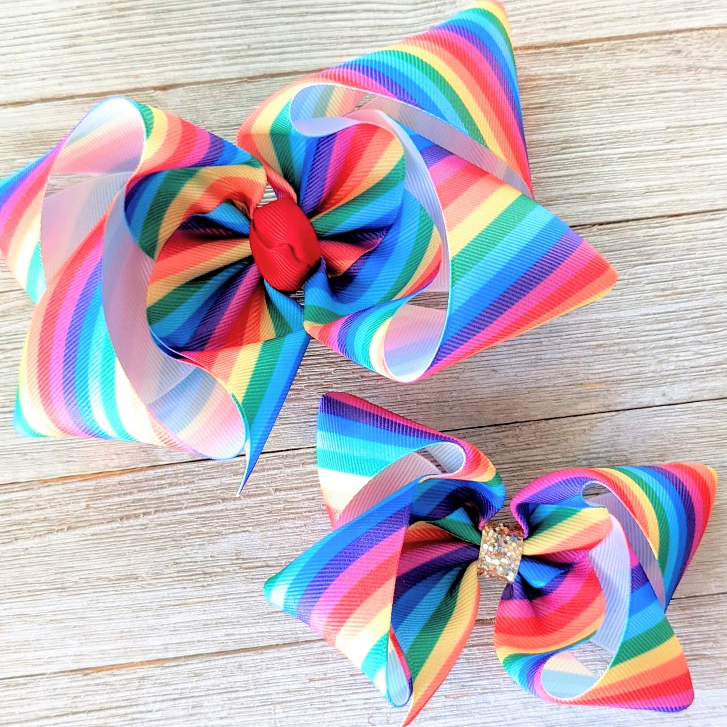 6 Inch Rainbow Stripe Hair Bow