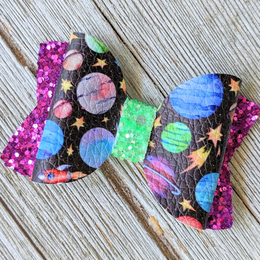 2.5" Outer Space Glitter Bow
