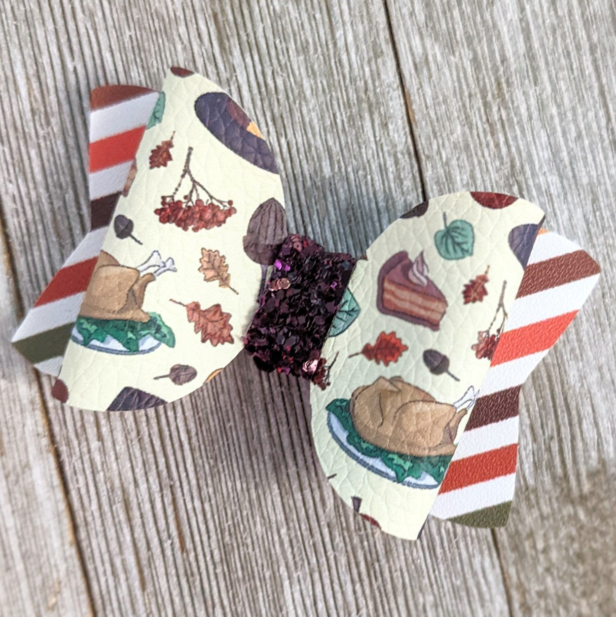 Choice of Thanksgiving Faux Leather Glitter Bow