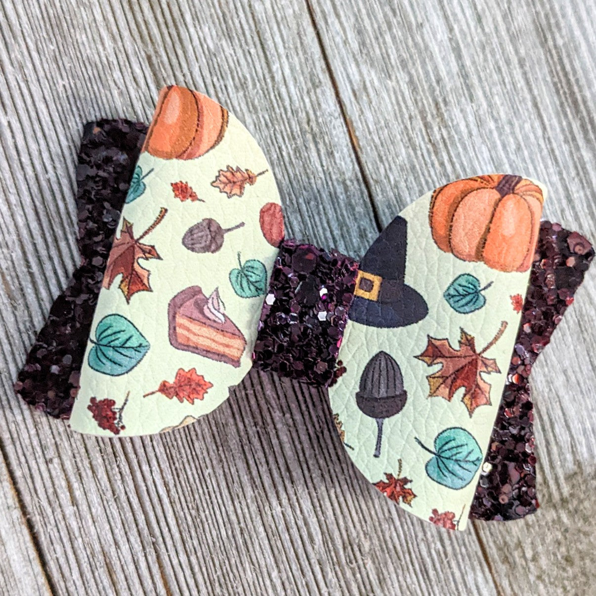 Choice of Thanksgiving Faux Leather Glitter Bow