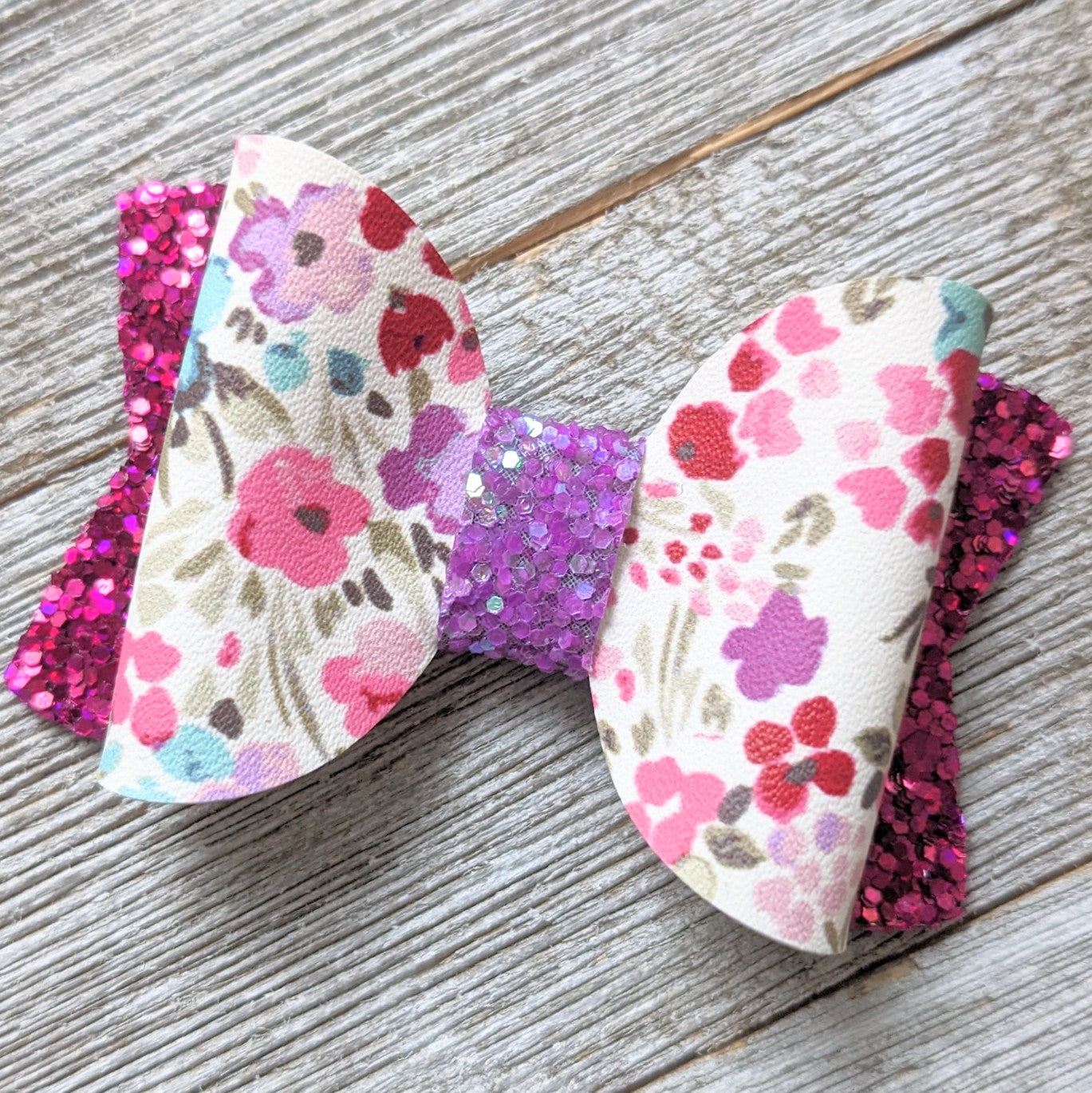 2.5" Floral Glitter Bow