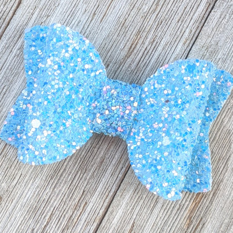 2.5" Blue Glitter Bow