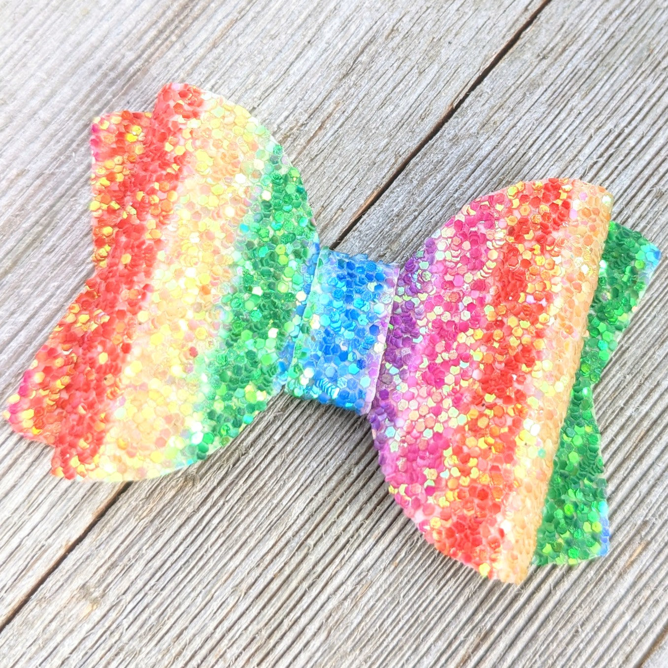 2.5" Rainbow Glitter Bow