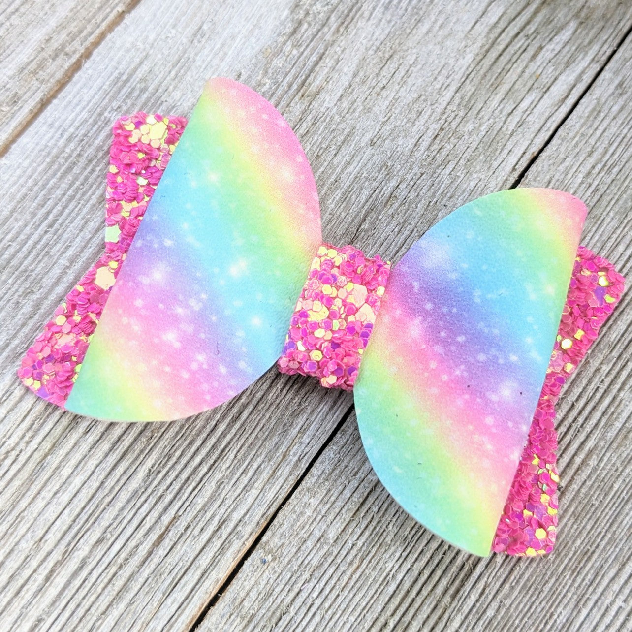 2.5" Rainbow Glitter Bow