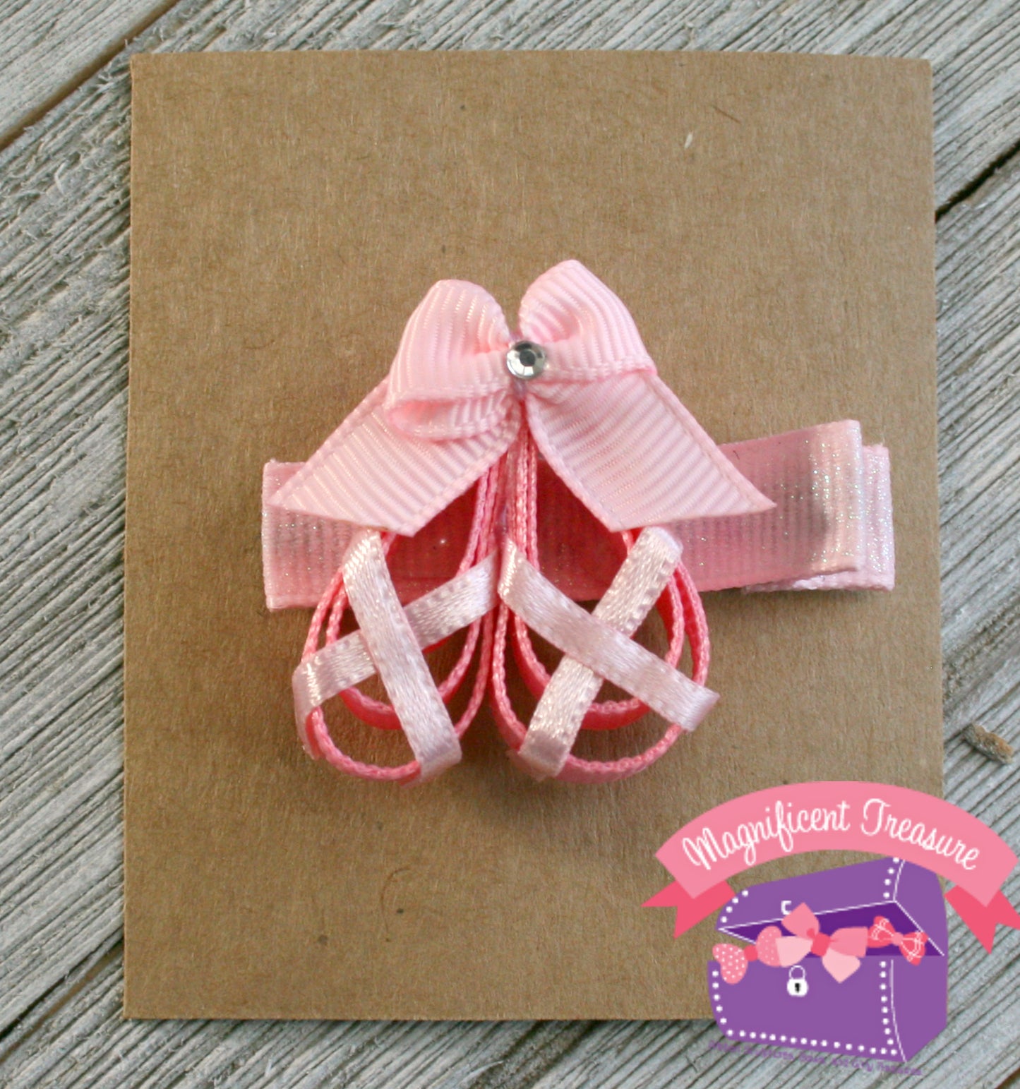 Pink Ballet Shoes Hair Bow