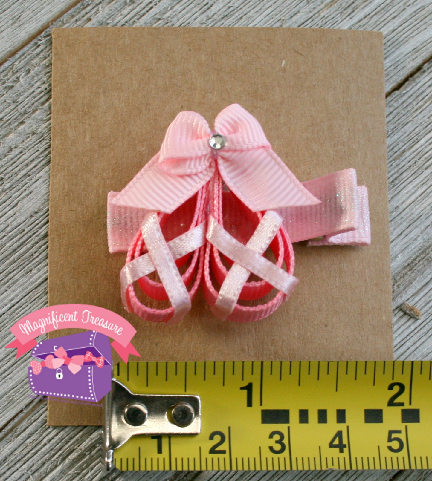Pink Ballet Shoes Hair Bow