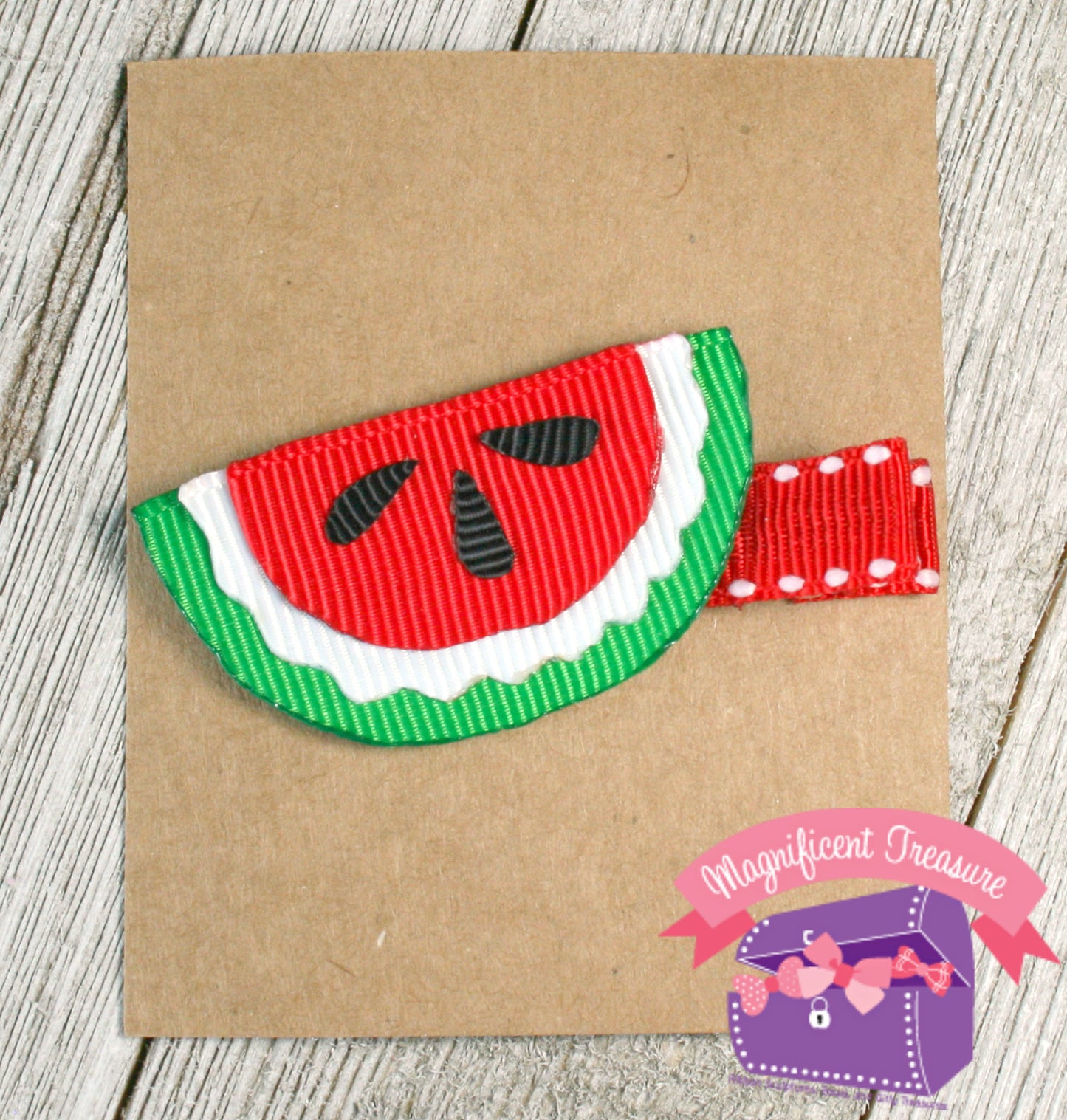 Watermelon Girl Summer Hair Bow or Pin Front View