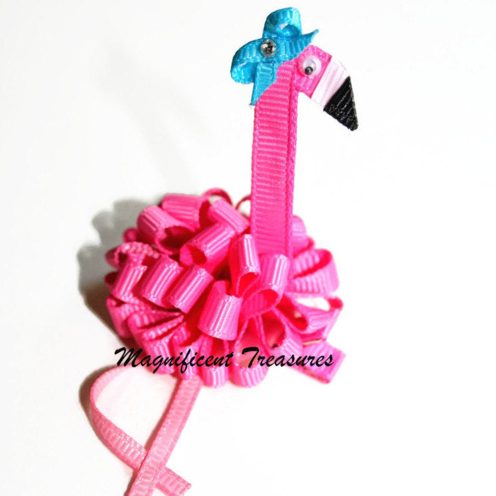 Flamingo Puff Hair Bow