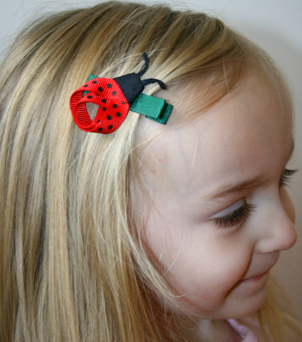 Ladybug Girls Summer Hair Bow Modeled